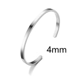 4mm 6mm 8mm Stainless Steel Cuff Bangle & Bracelet Silver Open Braclets