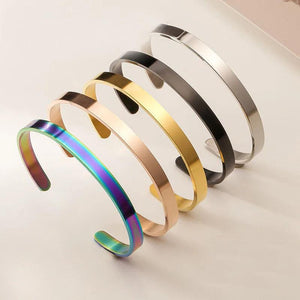 4mm 6mm 8mm Stainless Steel Cuff Bangle & Bracelet Silver Open Braclets