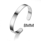 4mm 6mm 8mm Stainless Steel Cuff Bangle & Bracelet Silver Open Braclets