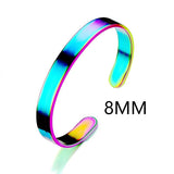 4mm 6mm 8mm Stainless Steel Cuff Bangle & Bracelet Silver Open Braclets