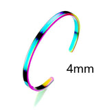 4mm 6mm 8mm Stainless Steel Cuff Bangle & Bracelet Silver Open Braclets