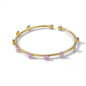 Vintage Stainless Steel Evil Eye Bracelet for Women
