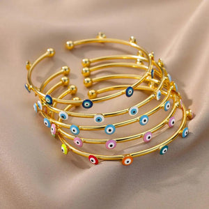 Vintage Stainless Steel Evil Eye Bracelet for Women