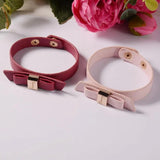 Red Leather Bow Bracelet Cuff - Perfect Gift for Women