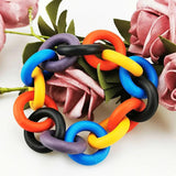 Multicolor Rubber Charm Bracelet Gothic Circle Bangle Jewelry
