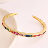 Rainbow CZ European Cuff Bangle Bracelet