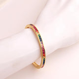 Rainbow CZ European Cuff Bangle Bracelet