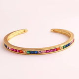Rainbow CZ European Cuff Bangle Bracelet