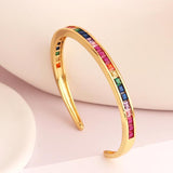 Rainbow CZ European Cuff Bangle Bracelet