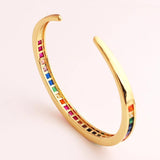 Rainbow CZ European Cuff Bangle Bracelet
