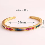Rainbow CZ European Cuff Bangle Bracelet