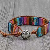 Unisex 7 Chakra Beaded Bracelet Boho Leather Stone Wrap