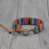 Unisex 7 Chakra Beaded Bracelet Boho Leather Stone Wrap