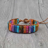 Unisex 7 Chakra Beaded Bracelet Boho Leather Stone Wrap