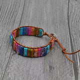 Unisex 7 Chakra Beaded Bracelet Boho Leather Stone Wrap