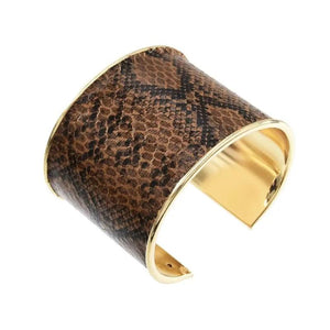 Unique Snakeskin Pattern Leather Cuff Bracelet for Women