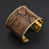 Unique Snakeskin Pattern Leather Cuff Bracelet for Women