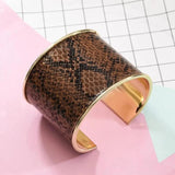 Unique Snakeskin Pattern Leather Cuff Bracelet for Women