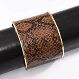 Unique Snakeskin Pattern Leather Cuff Bracelet for Women
