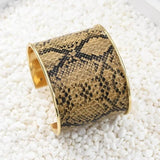 Unique Snakeskin Pattern Leather Cuff Bracelet for Women