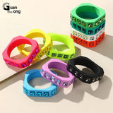 Colorful Resin Crystal Bangle Geometric Square Cuff Bracelet