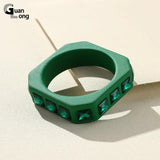 Colorful Resin Crystal Bangle Geometric Square Cuff Bracelet
