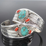 Boho Green Stone Bracelet Vintage Open Bangle for Women
