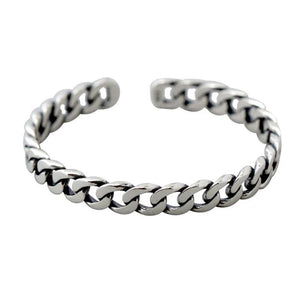 Foxanry Minimalist Silver Bracelet Vintage Punk Thai Silver Lock Chain Bangles