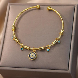 Evil Eye Charm Bracelet Women Zircon Bangle Party Jewelry