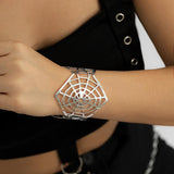 Spider Bangle Silver Wide Halloween Punk Bracelet for Men Women