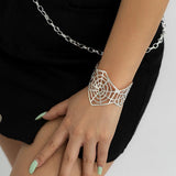Spider Bangle Silver Wide Halloween Punk Bracelet for Men Women