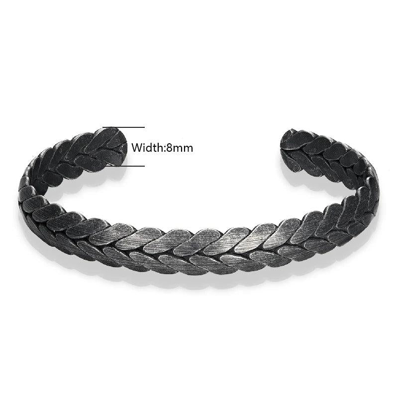 8MM Vintage Cuff Stainless Steel Bangle Bracelet for Men Women