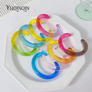 Colorful Resin Charms Bangle Bracelet for Women