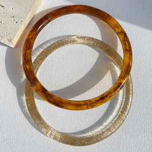 Clear Glitter Tortoiseshell Resin Bracelet Set for Women