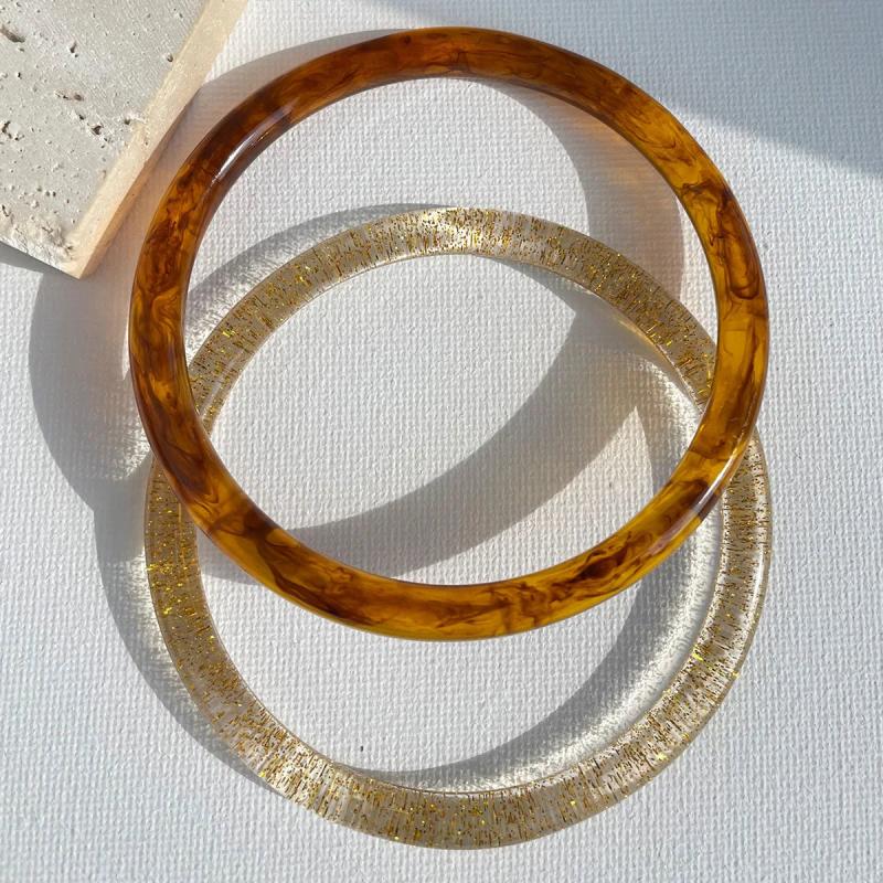 Clear Glitter Tortoiseshell Resin Bracelet Set for Women