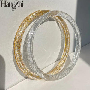 Clear Glitter Tortoiseshell Resin Bracelet Set for Women
