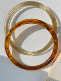 Clear Glitter Tortoiseshell Resin Bracelet Set for Women