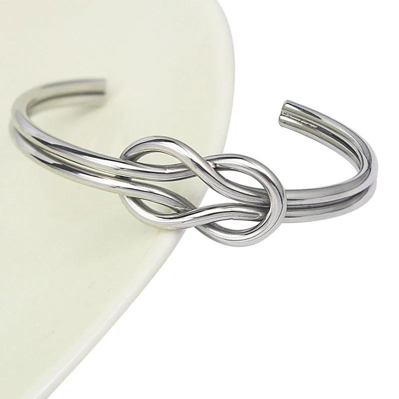 Stainless Steel Geometric Knot Bracelet Bangle Silver Jewelry