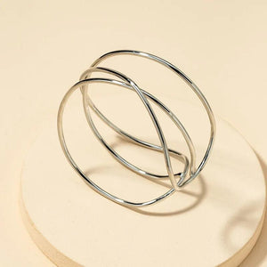Metal Line Dorado Cuff Bangles for Women Silver Bracelets