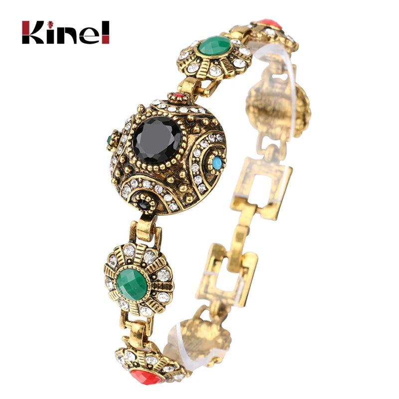 Boho Bangles Ancient Resin Bracelet Vintage Jewelry Crystal