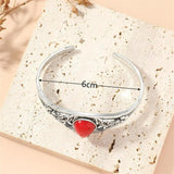 Vintage Women Bracelet Bangle Red Stone Hollow Geometric Wrist Bracelet
