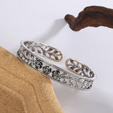Retro Rose Leaf Hollow Bracelets Silver Plated Jewelry TYB119