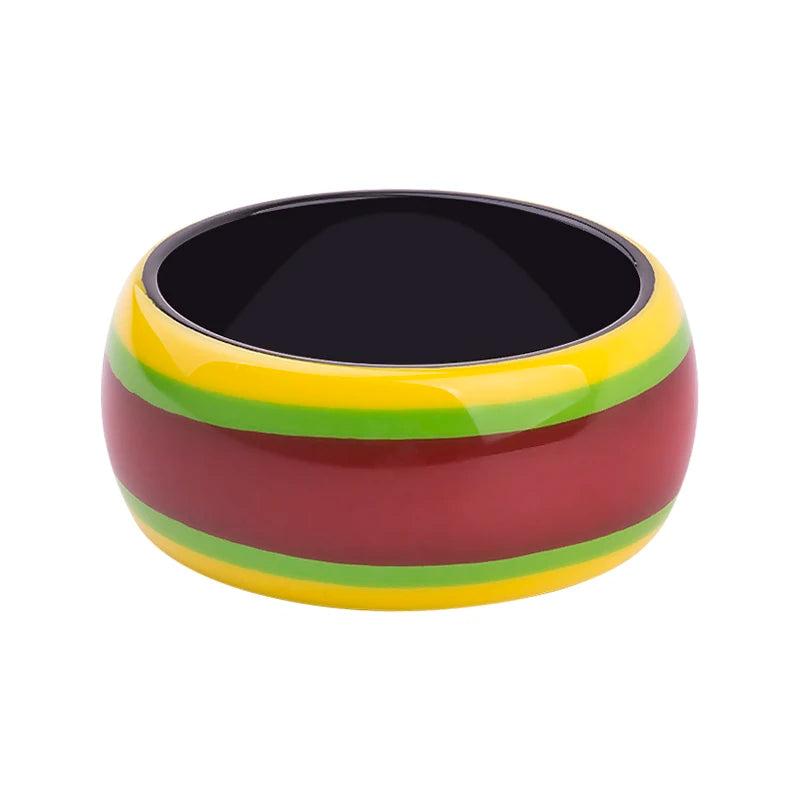Vintage Resin Cuff Bracelet Colourful Stripe Acrylic Bangle