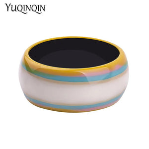 Vintage Resin Cuff Bracelet Colourful Stripe Acrylic Bangle