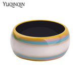 Vintage Resin Cuff Bracelet Colourful Stripe Acrylic Bangle