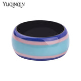 Vintage Resin Cuff Bracelet Colourful Stripe Acrylic Bangle