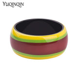Vintage Resin Cuff Bracelet Colourful Stripe Acrylic Bangle