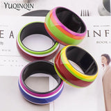 Vintage Resin Cuff Bracelet Colourful Stripe Acrylic Bangle