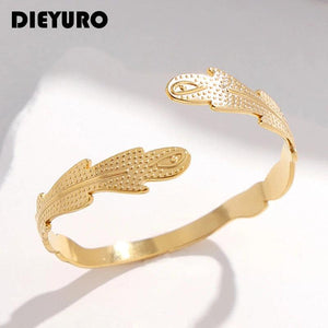 Feather Bangle Bracelet for Women Girl Stainless Steel Cuff Jewelry