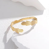 Feather Bangle Bracelet for Women Girl Stainless Steel Cuff Jewelry